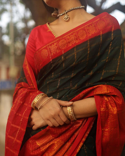 Banarasi Soft Silk Saree with Copper Zari & Brocade Detailing