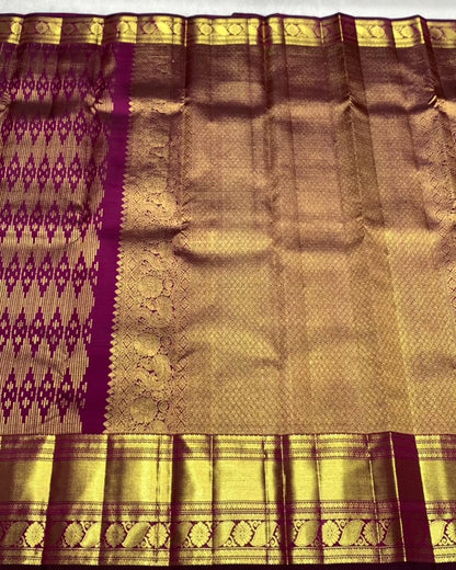 Magenta Pink & Maroon – Banarasi Soft Silk Saree with Rich Gold Zari Weaving
