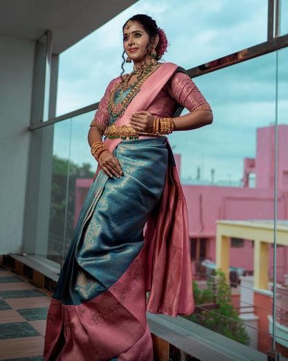 Eco-Elegance Banarasi Soft Silk Saree – Minimalist & Sustainable