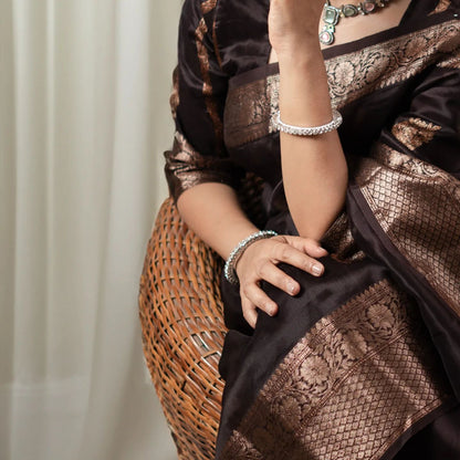 Banarasi Soft Silk Saree with Heavy Brocade & Copper Zari Weaving – Trusted Craftsmanship