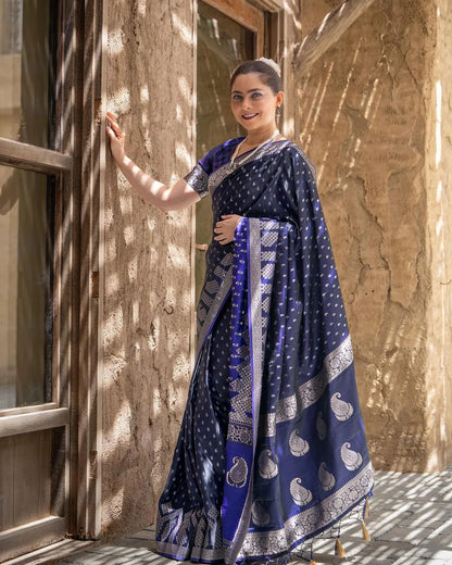 Banarasi Soft Silk Saree with Intricate Pallu & Traditional Heritage Weave