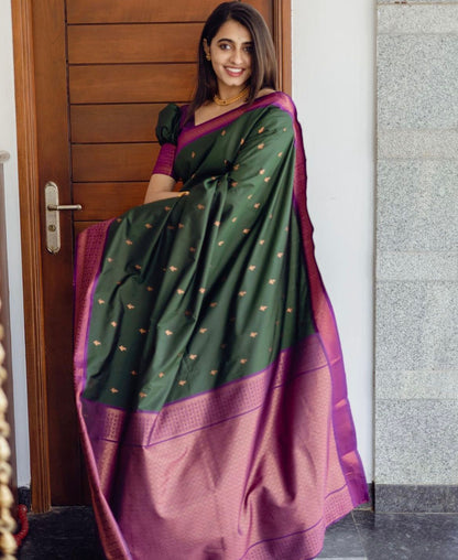 Elegant Banarasi Soft Silk Saree with Copper Zari Weaving
