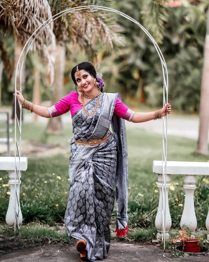 Elegant Banarasi Silk Saree with Antique Work