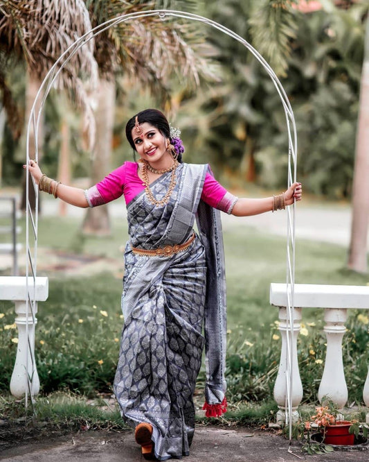 Elegant Banarasi Silk Saree with Antique Work