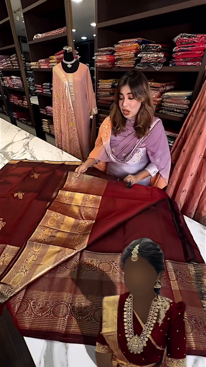 Banarasi Soft Silk Saree with Intricate Gold Zari Border