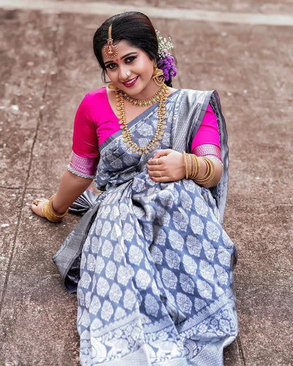 Elegant Banarasi Silk Saree with Antique Work