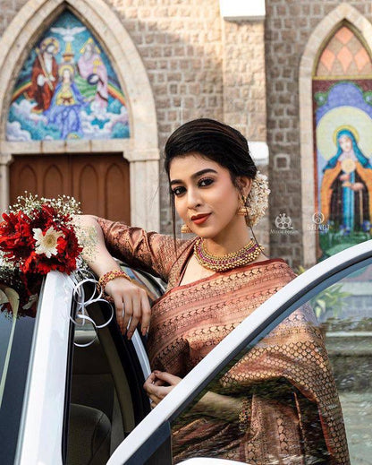Traditional Grace in Copper – Banarasi Silk Saree