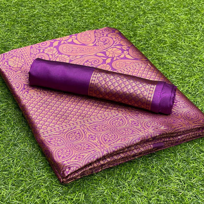 Graceful Copper Zari Elegance – Banarasi Silk Saree