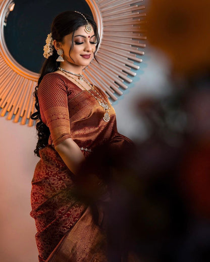 Banarasi Soft Silk Saree with Copper Zari – Sustainable Elegance in Every Drape