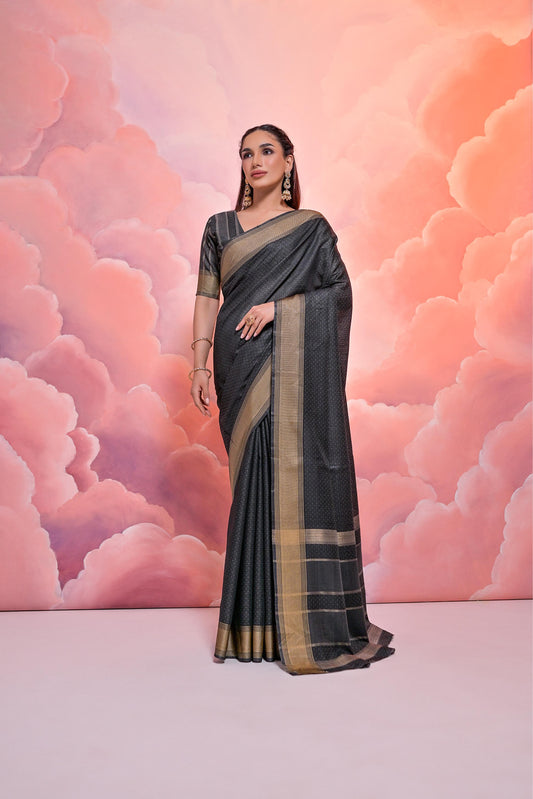 Premium Soft Resham Silk Saree with Small Butti Weaving, Zari Border, and Lining Pallu