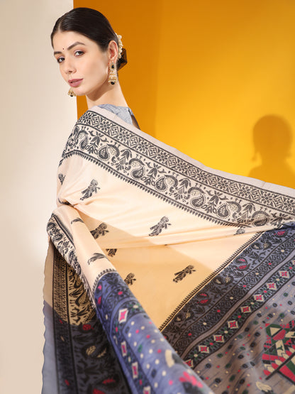 Traditional Two-Tone Weaving Silk Saree with Exclusive Contrast Details