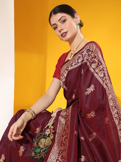 Traditional Two-Tone Weaving Silk Saree with Exclusive Contrast Details