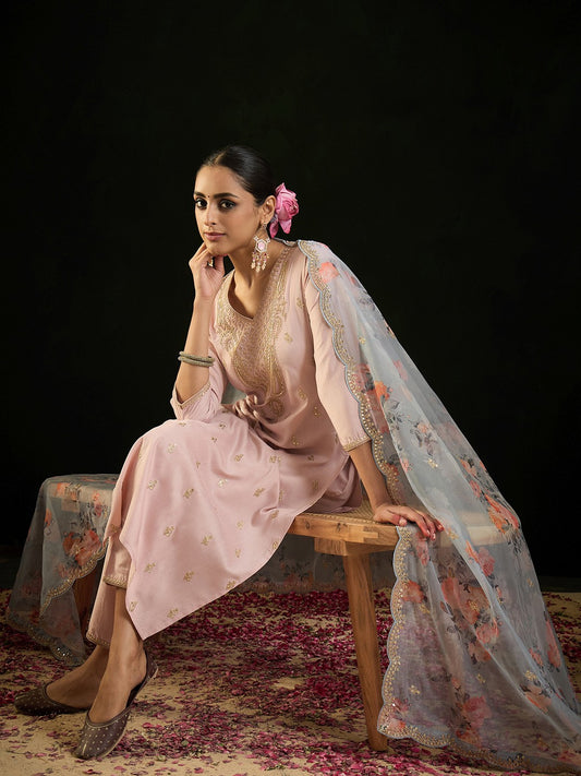 Pakistani Floral Elegance in Soft Loom Fabric