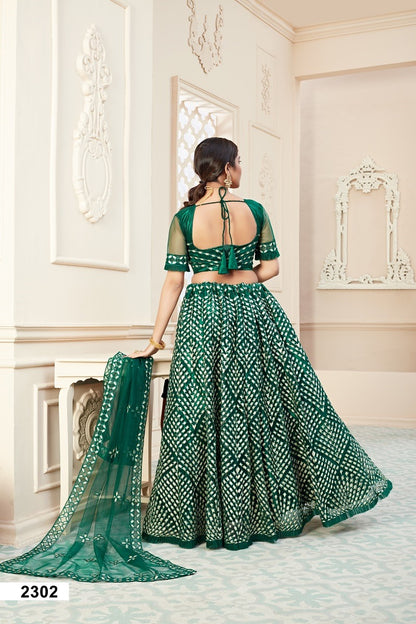 Elegant Green Badla Embroidered Wedding Lehenga Choli