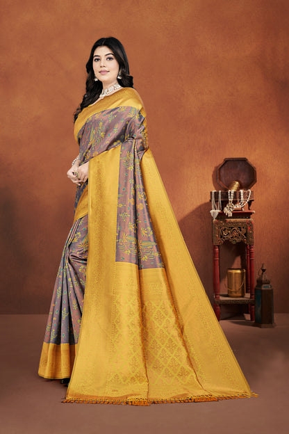 Banarasi Pure Zari Silk Saree with Floral Motifs
