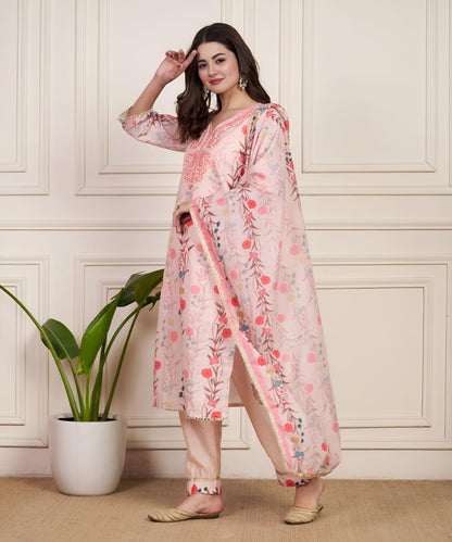 Heavy Schiffli Linen Cotton Suit Set