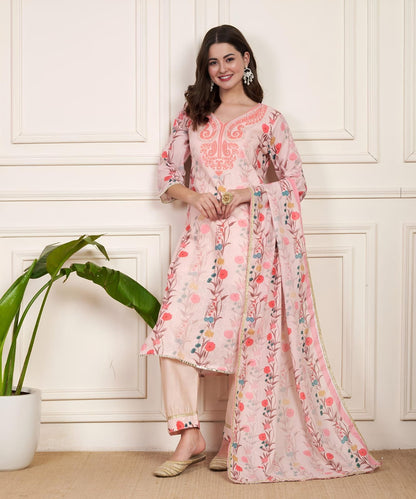 Heavy Schiffli Linen Cotton Suit Set