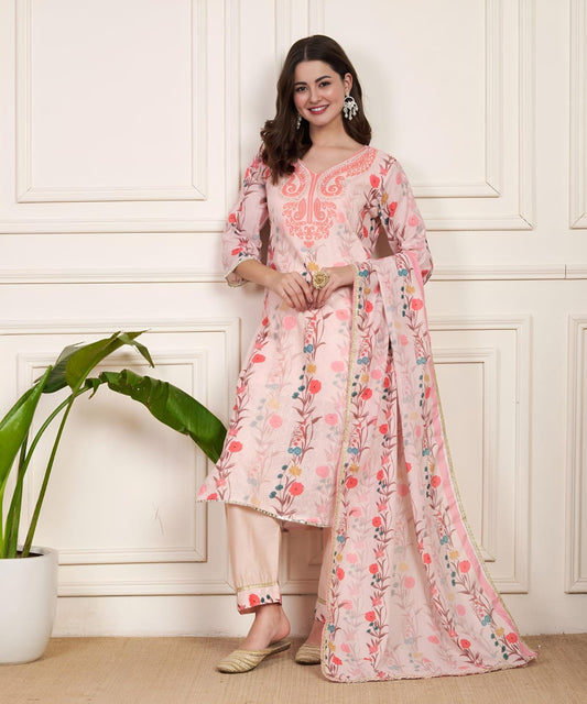 Heavy Schiffli Linen Cotton Suit Set