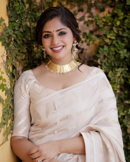 Elegant Banarasi Soft Silk Saree with Gold Zari Weaving