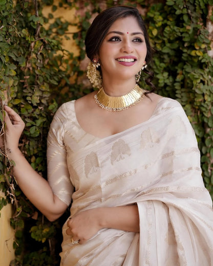 Elegant Banarasi Soft Silk Saree with Gold Zari Weaving
