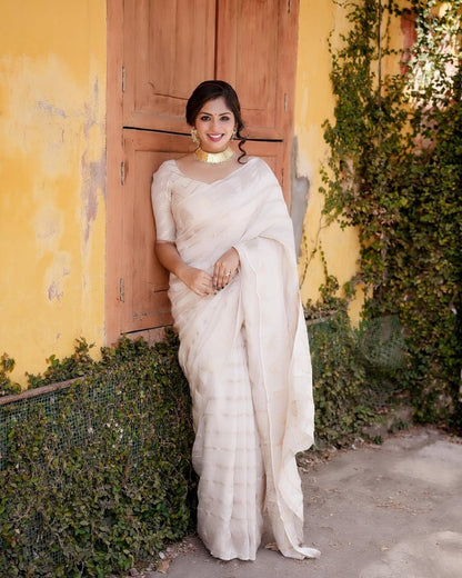 Elegant Banarasi Soft Silk Saree with Gold Zari Weaving