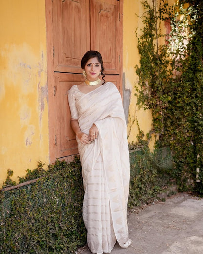 Elegant Banarasi Soft Silk Saree with Gold Zari Weaving