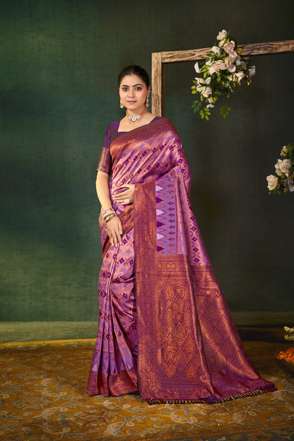 Banarasi Pure Zari Silk Saree with Floral & Elephant Motifs