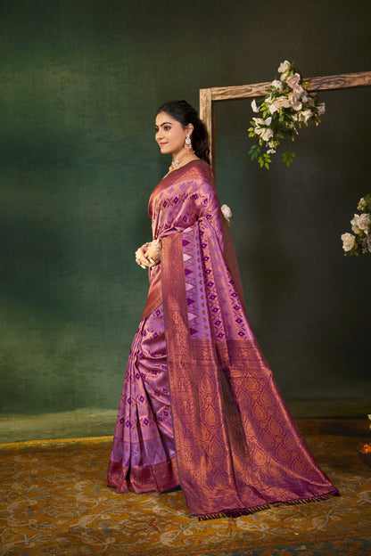 Banarasi Pure Zari Silk Saree with Floral & Elephant Motifs