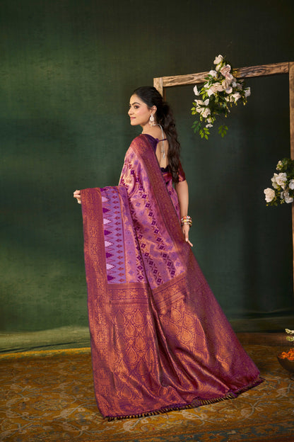 Banarasi Pure Zari Silk Saree with Floral & Elephant Motifs