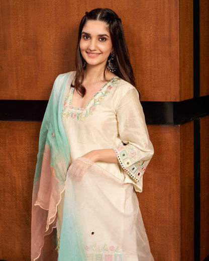 Multicolored Embroidery Sharara Set