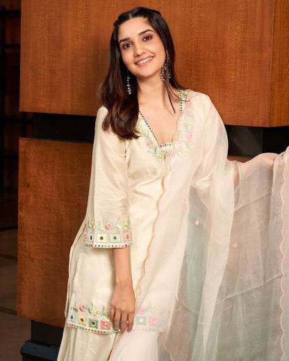 Multicolored Embroidery Sharara Set