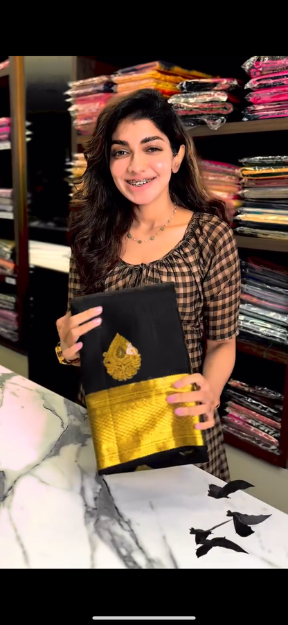Elegant Banarasi Soft Silk Saree with Timeless Minimal Design