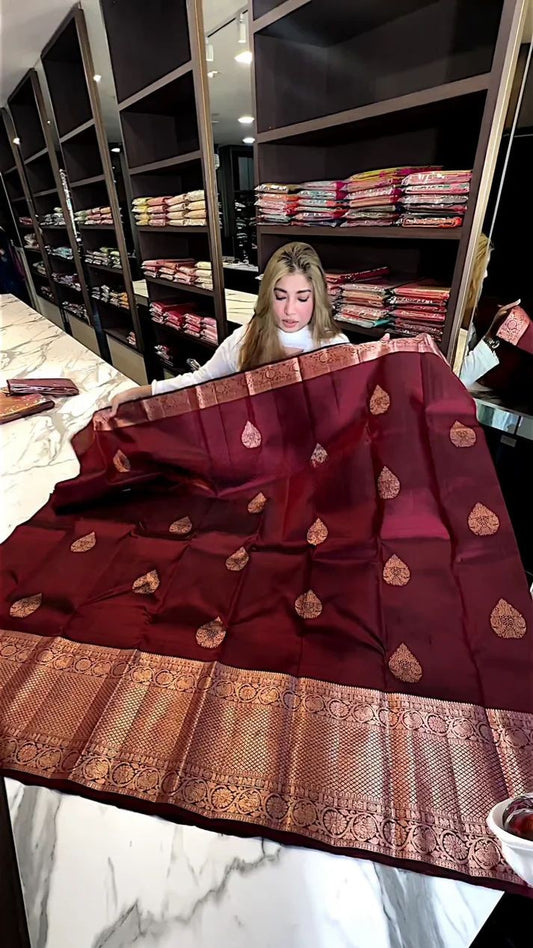 Shop Elegant Banarasi Soft Silk Saree – Timeless & Minimal