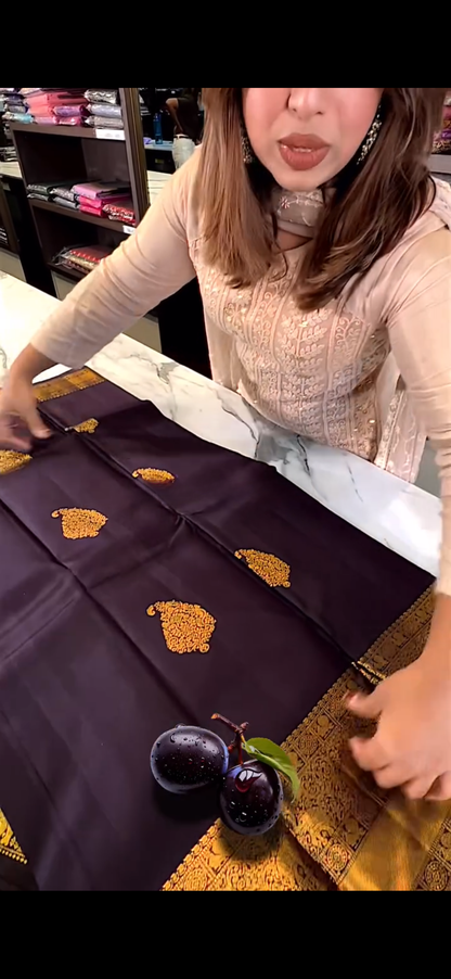 Elegant Purple Banarasi Soft Silk Saree with Golden Butta Weaving