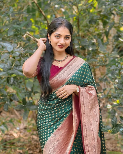 Banarasi Soft Silk Saree with Minimal Design and Gold Zari Weaving – Elegant Simplicity by Shakuntala Saree