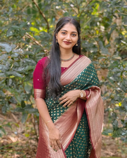 Banarasi Soft Silk Saree with Minimal Design and Gold Zari Weaving – Elegant Simplicity by Shakuntala Saree