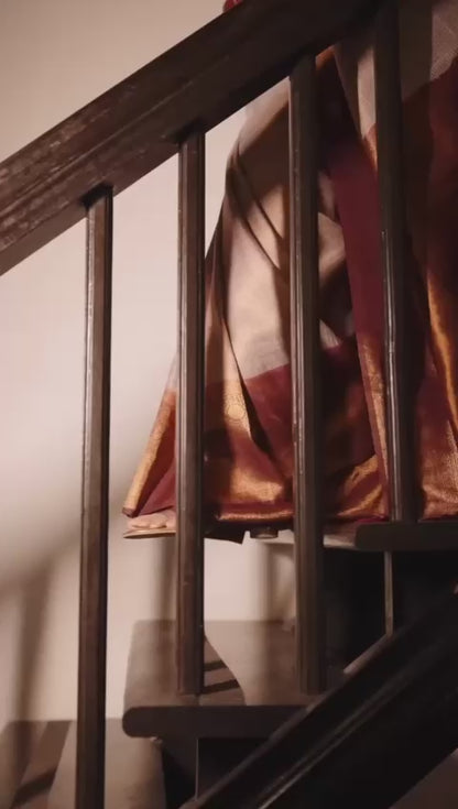 Elegant Banarasi Soft Silk Saree with Copper Zari Weaving