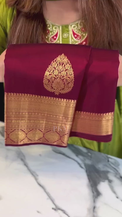 Cherry Glow – Banarasi Soft Silk Saree with Copper Zari Weaving
