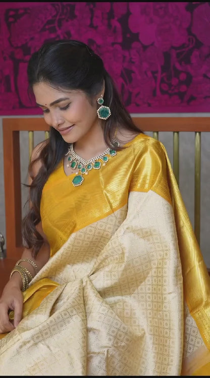 Regal Elegance – Banarasi Soft Silk Saree with Heavy Brocade & Gold Zari Weaving