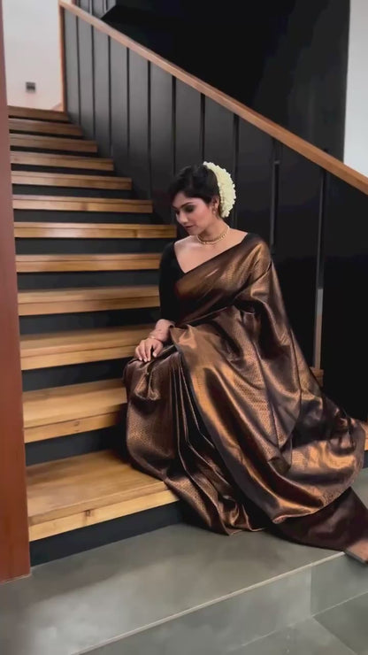 Minimalist Banarasi Soft Silk Saree – Eco-Friendly Elegance