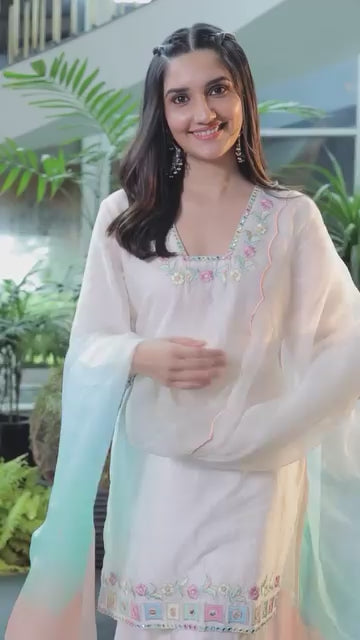 Multicolored Embroidery Sharara Set