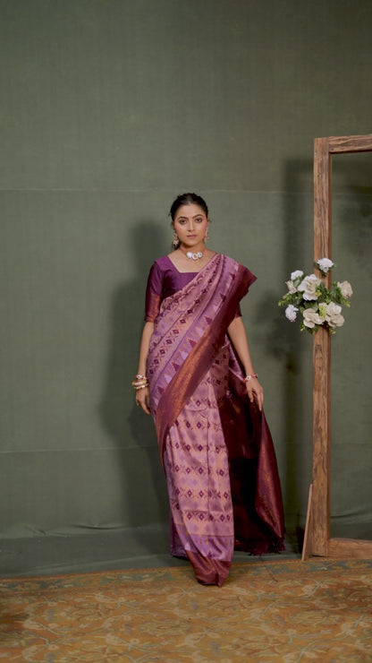 Banarasi Pure Zari Silk Saree with Floral & Elephant Motifs