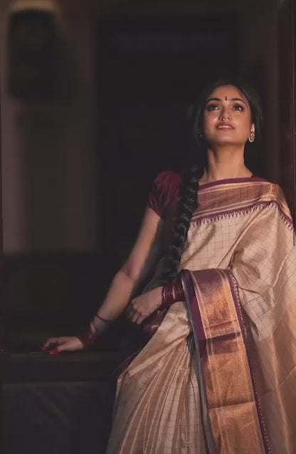 Elegant Banarasi Soft Silk Saree with Gold Brocade Work