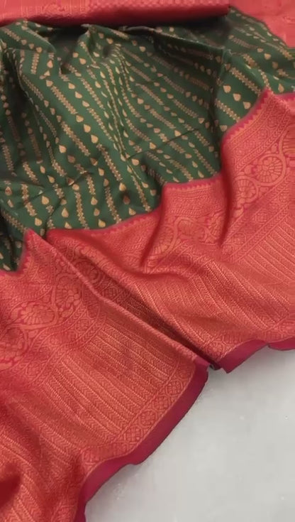 Copper Zari Woven Banarasi Soft Silk Saree – A Masterpiece of Indian Weaving