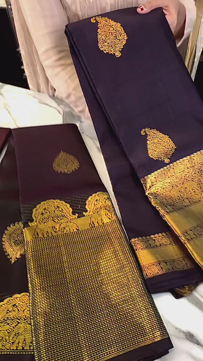 Elegant Purple Banarasi Soft Silk Saree with Golden Butta Weaving