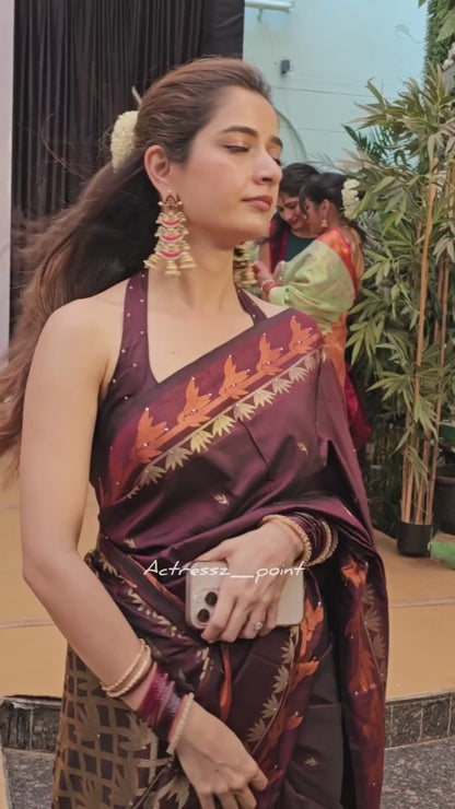 Elegant Banarasi Soft Silk Saree with Gold & Silver Zari Weaving