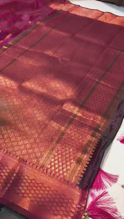 Radiant Grace – Banarasi Soft Silk Saree with Copper Zari Weaving