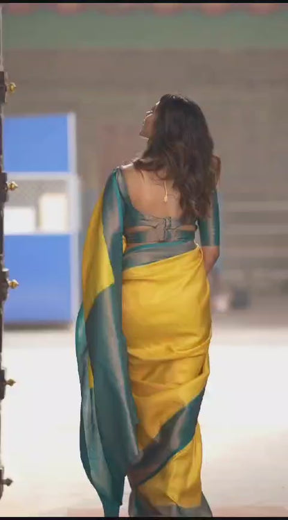 Timeless Brocade Charm – Banarasi Soft Silk Saree with Gold Zari Weaving